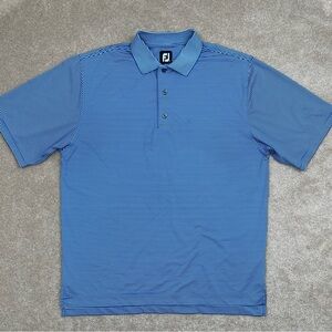 Footjoy Polo Shirt Adult Large Blue Stripe Golf Performance Preppy Outdoor Men